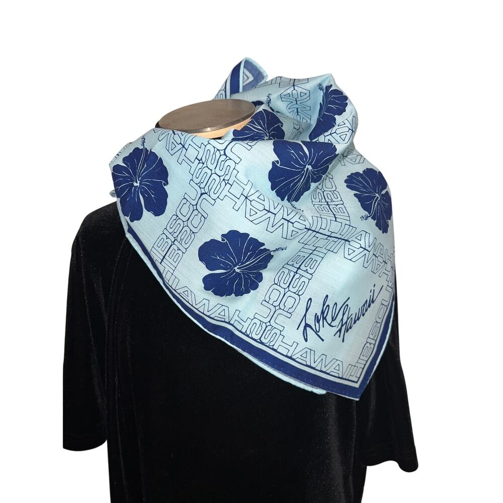 Bits & Pieces Scarf Made in Hawaii Square Head Covering Floral Hibiscus Luau New